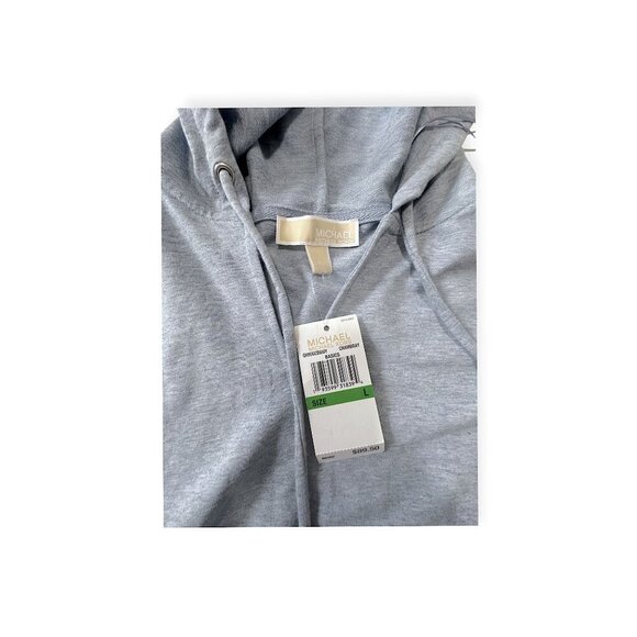 Michael Kors Blue Slub Chambray Pullover Hoodie Size L NWT - Picture 4 of 11